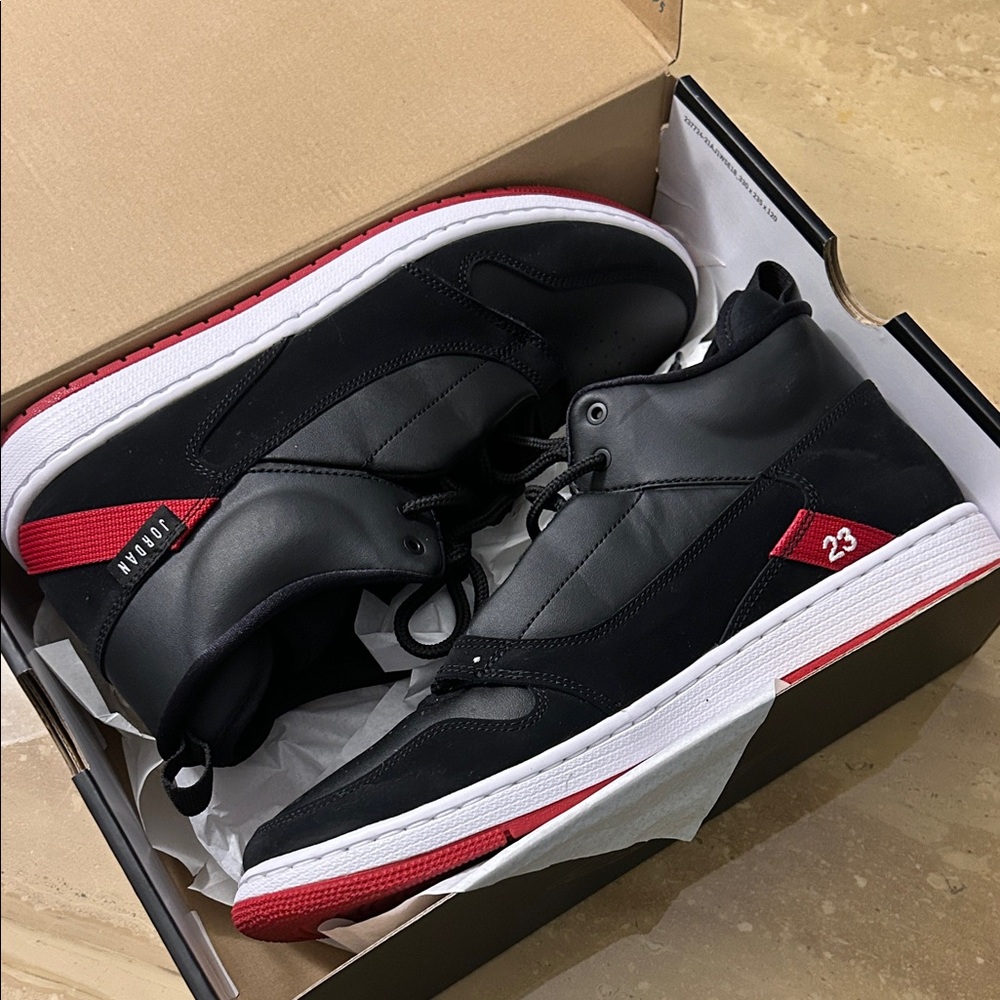 Jordan Black and Red High-Top Sneakers